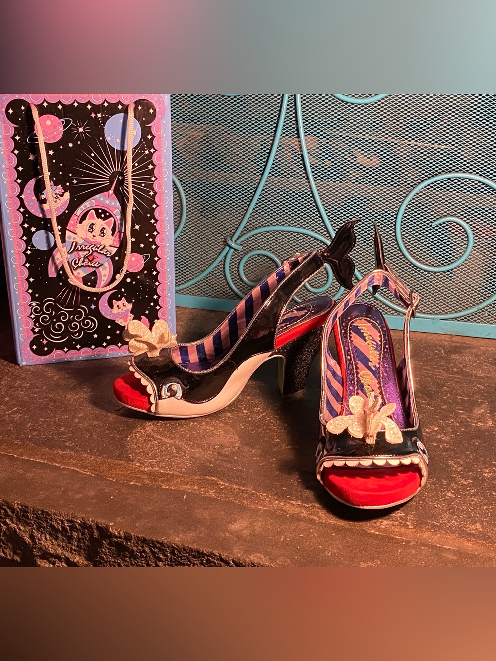 Irregular Choice WHALE OF A TIME peep toe pumps,patent leather whale/face tale,